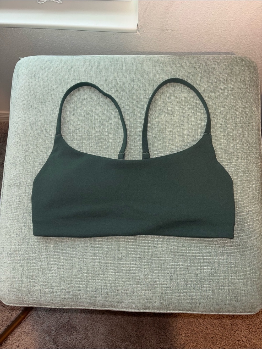 lululemon athletica green wunder train strappy racer sports bra